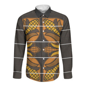 Old Gold Khotso Mojalefa Poone Long Sleeve Button Shirt Basotho Khotso Blanket Inspired