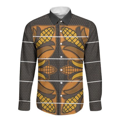Old Gold Khotso Mojalefa Poone Long Sleeve Button Shirt Basotho Khotso Blanket Inspired