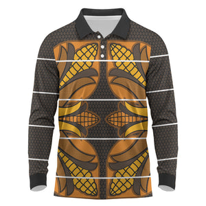 Old Gold Khotso Mojalefa Poone Long Sleeve Polo Shirt Basotho Khotso Blanket Inspired