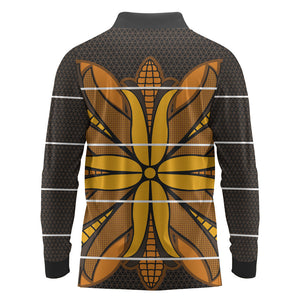 Old Gold Khotso Mojalefa Poone Long Sleeve Polo Shirt Basotho Khotso Blanket Inspired