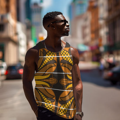 Old Gold Khotso Mojalefa Poone Men Tank Top Basotho Khotso Blanket Inspired