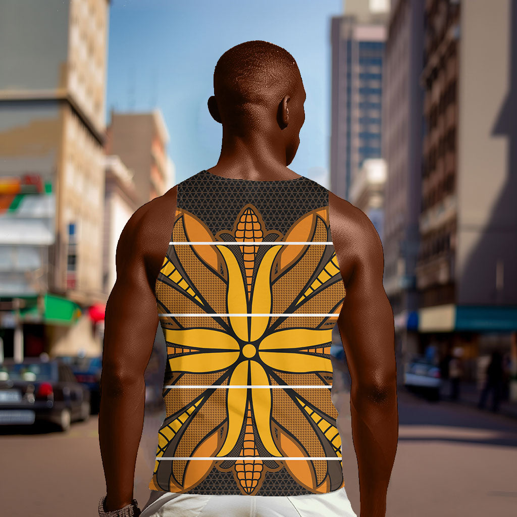 Old Gold Khotso Mojalefa Poone Men Tank Top Basotho Khotso Blanket Inspired