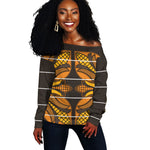 Old Gold Khotso Mojalefa Poone Off Shoulder Sweater Basotho Khotso Blanket Inspired