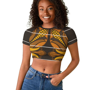 Old Gold Khotso Mojalefa Poone Raglan Cropped T shirt Basotho Khotso Blanket Inspired