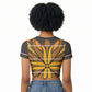 Old Gold Khotso Mojalefa Poone Raglan Cropped T shirt Basotho Khotso Blanket Inspired