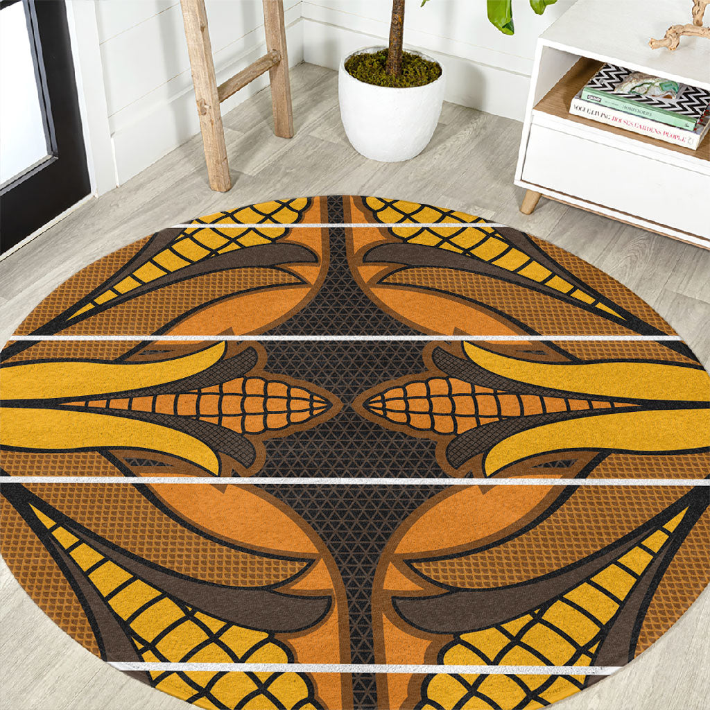 Old Gold Khotso Mojalefa Poone Round Carpet Basotho Khotso Blanket Inspired