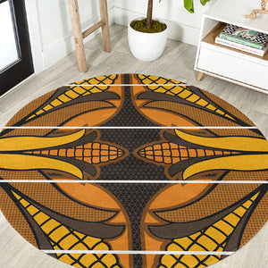 Old Gold Khotso Mojalefa Poone Round Carpet Basotho Khotso Blanket Inspired