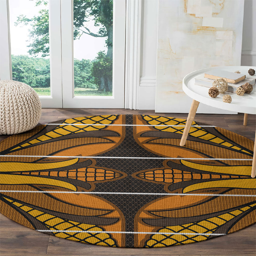 Old Gold Khotso Mojalefa Poone Round Carpet Basotho Khotso Blanket Inspired