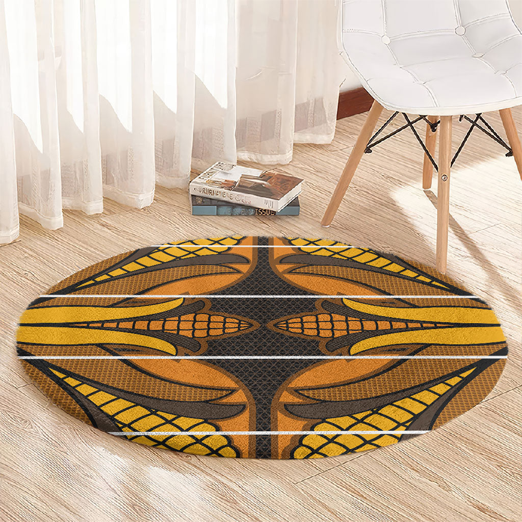 Old Gold Khotso Mojalefa Poone Round Carpet Basotho Khotso Blanket Inspired
