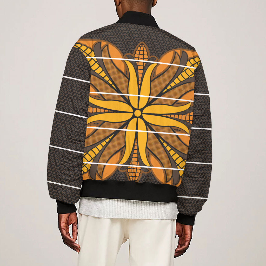 Old Gold Khotso Mojalefa Poone Sleeve Zip Bomber Jacket Basotho Khotso Blanket Inspired