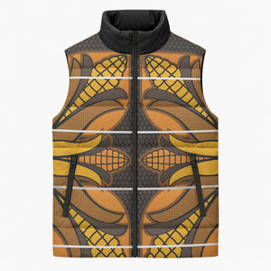 Old Gold Khotso Mojalefa Poone Sleeveless Puffer Jacket Basotho Khotso Blanket Inspired