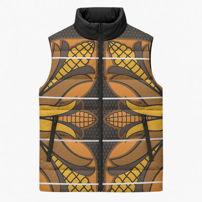 Old Gold Khotso Mojalefa Poone Sleeveless Puffer Jacket Basotho Khotso Blanket Inspired