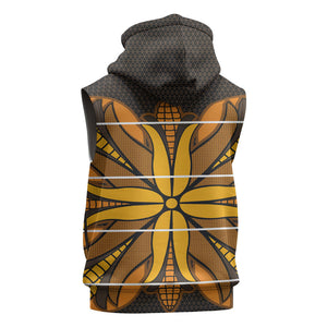 Old Gold Khotso Mojalefa Poone Sleeveless Zip Hoodie Basotho Khotso Blanket Inspired