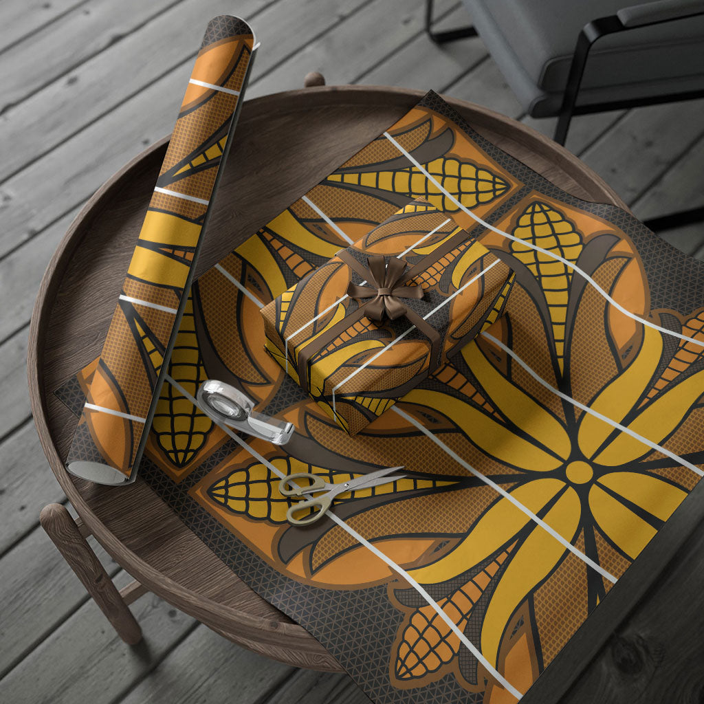 Old Gold Khotso Mojalefa Poone Wrapping Paper Basotho Khotso Blanket Inspired