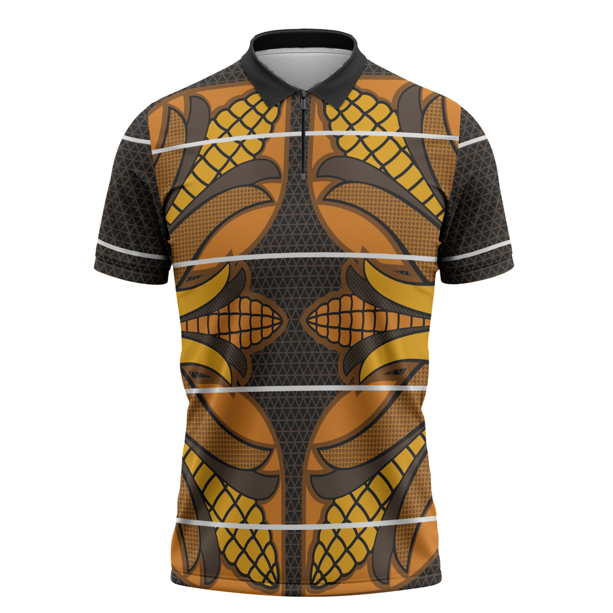 Old Gold Khotso Mojalefa Poone Zipper Polo Shirt Basotho Khotso Blanket Inspired