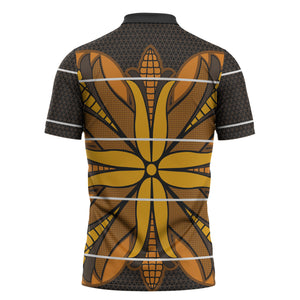 Old Gold Khotso Mojalefa Poone Zipper Polo Shirt Basotho Khotso Blanket Inspired