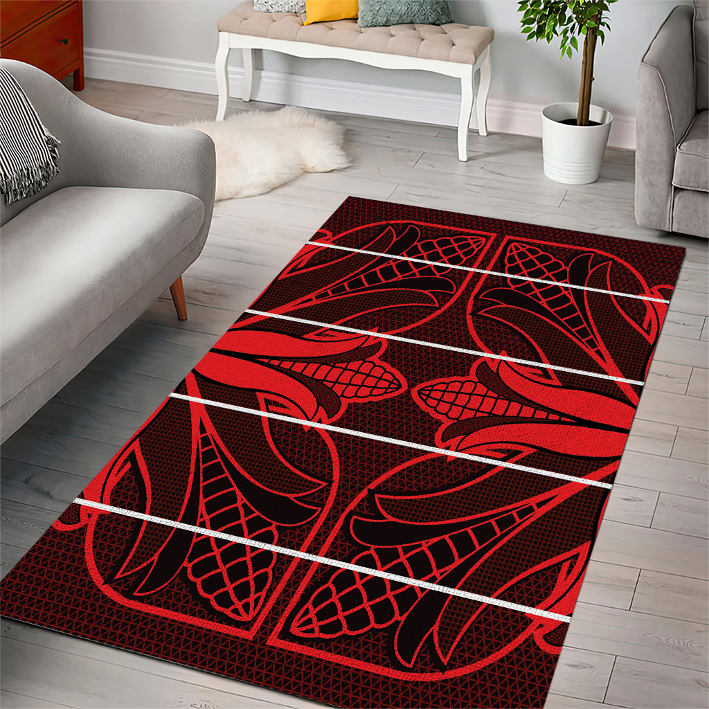Scarlet Red Khotso Mojalefa Poone Area Rug Basotho Khotso Blanket Inspired