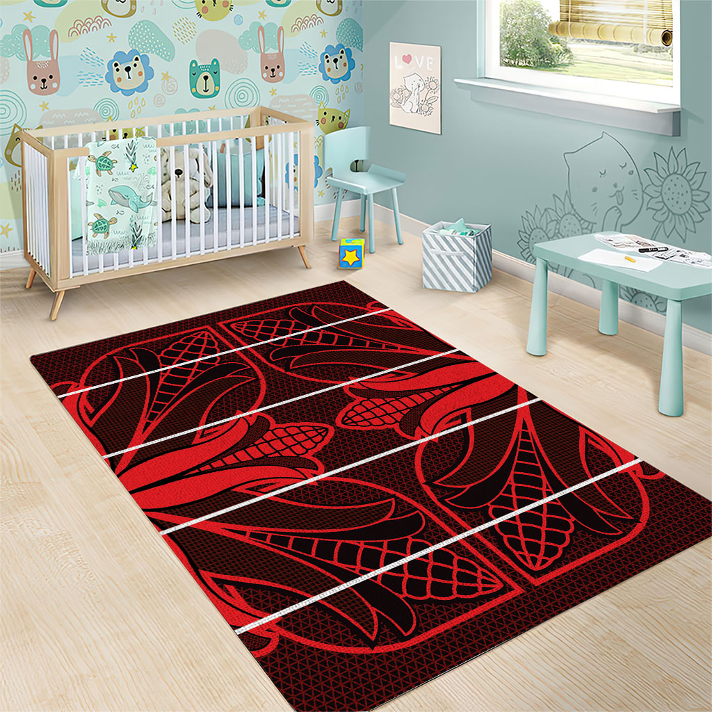 Scarlet Red Khotso Mojalefa Poone Area Rug Basotho Khotso Blanket Inspired