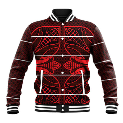 Scarlet Red Khotso Mojalefa Poone Baseball Jacket Basotho Khotso Blanket Inspired