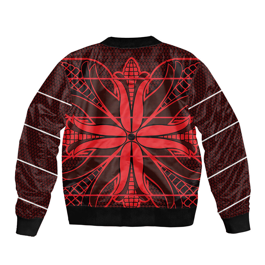 Scarlet Red Khotso Mojalefa Poone Bomber Jacket Basotho Khotso Blanket Inspired