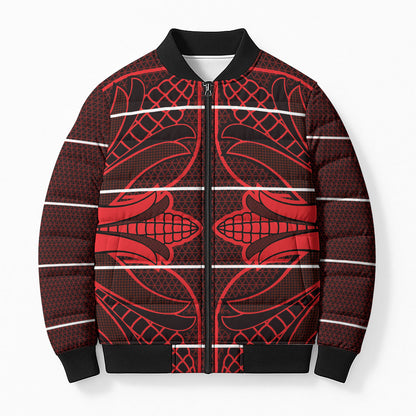 Scarlet Red Khotso Mojalefa Poone Bomber Puffer Jacket Basotho Khotso Blanket Inspired