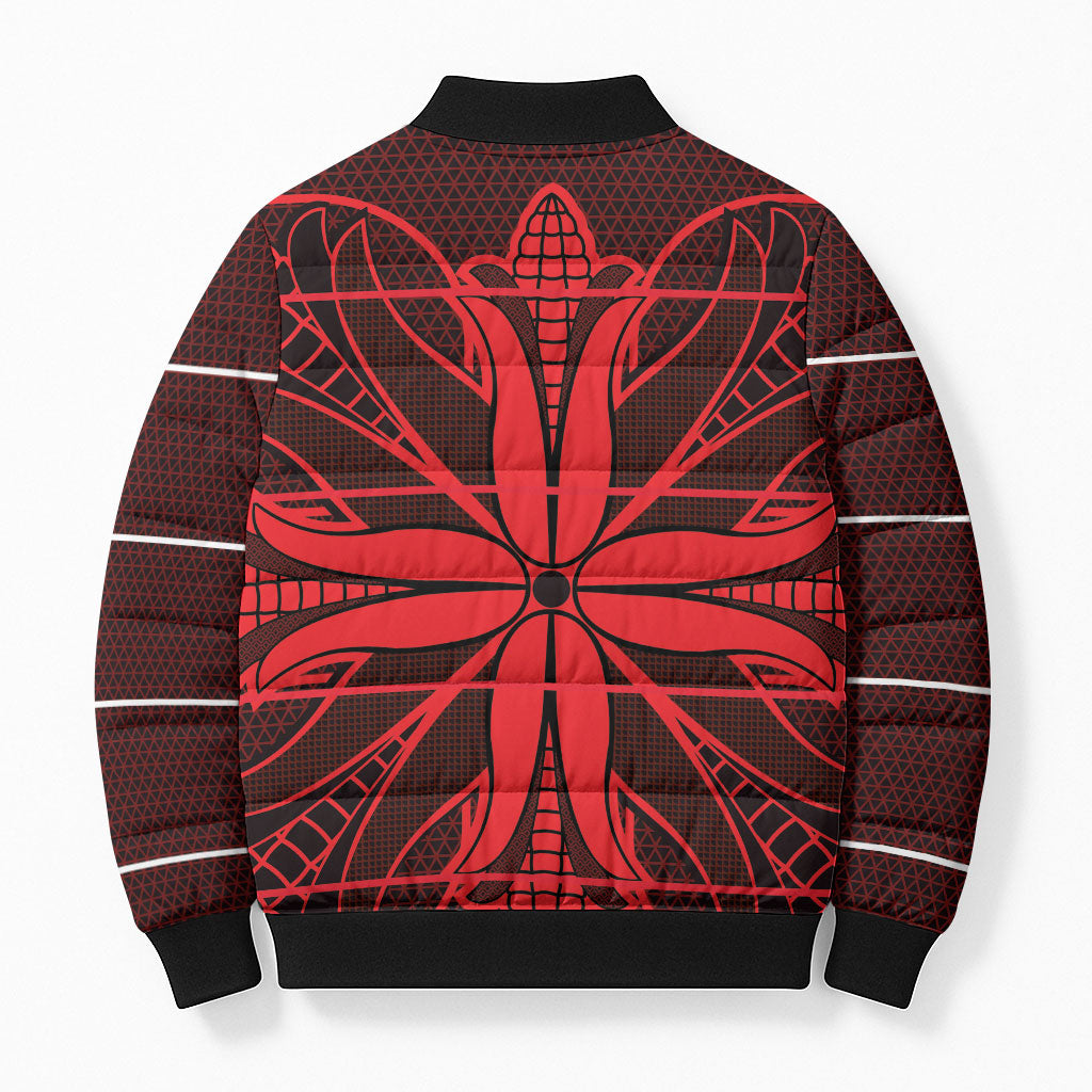 Scarlet Red Khotso Mojalefa Poone Bomber Puffer Jacket Basotho Khotso Blanket Inspired