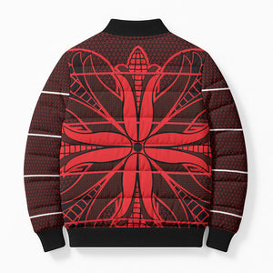 Scarlet Red Khotso Mojalefa Poone Bomber Puffer Jacket Basotho Khotso Blanket Inspired