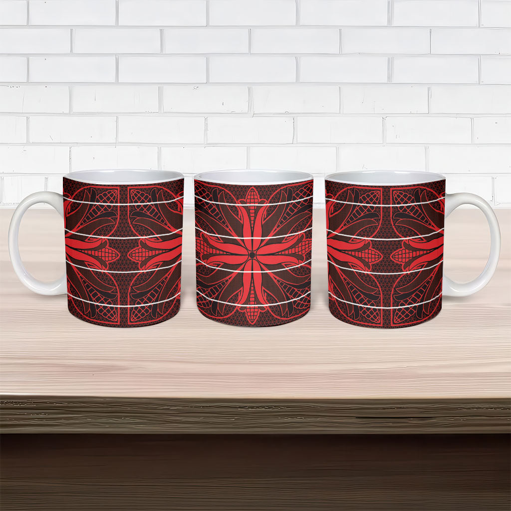 Scarlet Red Khotso Mojalefa Poone Ceramic Mug Basotho Khotso Blanket Inspired