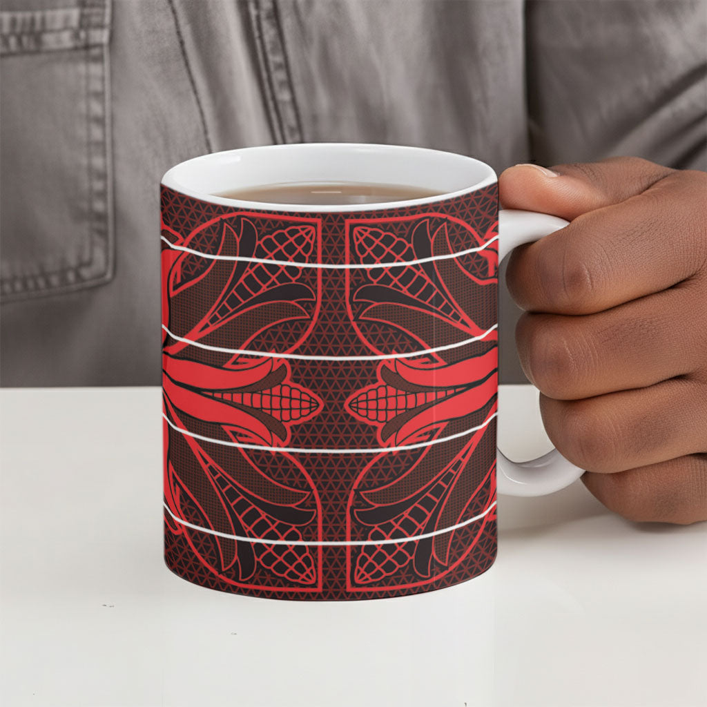 Scarlet Red Khotso Mojalefa Poone Ceramic Mug Basotho Khotso Blanket Inspired