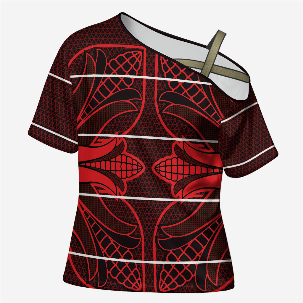 Scarlet Red Khotso Mojalefa Poone Cross Shoulder Shirt Basotho Khotso Blanket Inspired