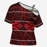 Scarlet Red Khotso Mojalefa Poone Cross Shoulder Shirt Basotho Khotso Blanket Inspired