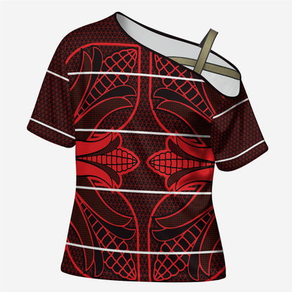 Scarlet Red Khotso Mojalefa Poone Cross Shoulder Shirt Basotho Khotso Blanket Inspired