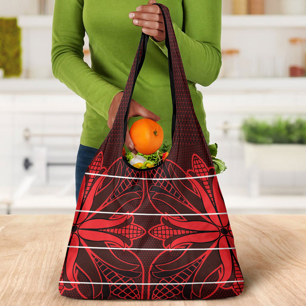 Scarlet Red Khotso Mojalefa Poone Grocery Bag Basotho Khotso Blanket Inspired