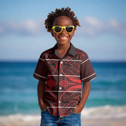 Scarlet Red Khotso Mojalefa Poone Kid Hawaiian Shirt Basotho Khotso Blanket Inspired