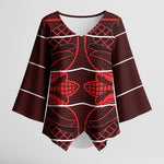 Scarlet Red Khotso Mojalefa Poone Kimono Sleeve Blouse Basotho Khotso Blanket Inspired