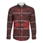 Scarlet Red Khotso Mojalefa Poone Long Sleeve Button Shirt Basotho Khotso Blanket Inspired