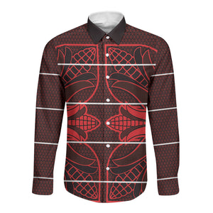 Scarlet Red Khotso Mojalefa Poone Long Sleeve Button Shirt Basotho Khotso Blanket Inspired