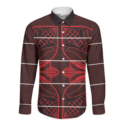 Scarlet Red Khotso Mojalefa Poone Long Sleeve Button Shirt Basotho Khotso Blanket Inspired