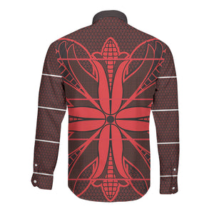 Scarlet Red Khotso Mojalefa Poone Long Sleeve Button Shirt Basotho Khotso Blanket Inspired
