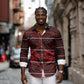 Scarlet Red Khotso Mojalefa Poone Long Sleeve Button Shirt Basotho Khotso Blanket Inspired