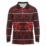 Scarlet Red Khotso Mojalefa Poone Long Sleeve Polo Shirt Basotho Khotso Blanket Inspired
