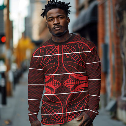 Scarlet Red Khotso Mojalefa Poone Long Sleeve Shirt Basotho Khotso Blanket Inspired