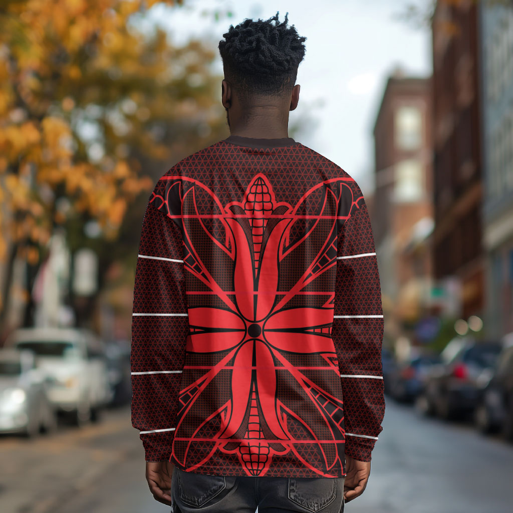 Scarlet Red Khotso Mojalefa Poone Long Sleeve Shirt Basotho Khotso Blanket Inspired