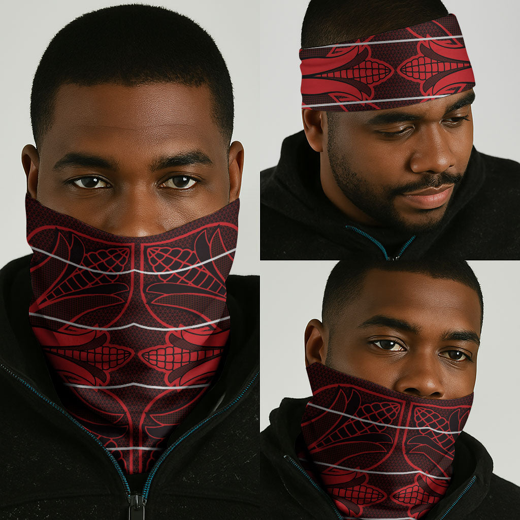 Scarlet Red Khotso Mojalefa Poone Neck Gaiter Basotho Khotso Blanket Inspired