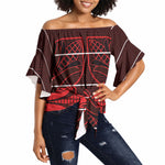 Scarlet Red Khotso Mojalefa Poone Off Shoulder Wrap Waist Top Basotho Khotso Blanket Inspired