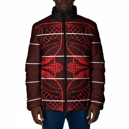 Scarlet Red Khotso Mojalefa Poone Padded Jacket Basotho Khotso Blanket Inspired