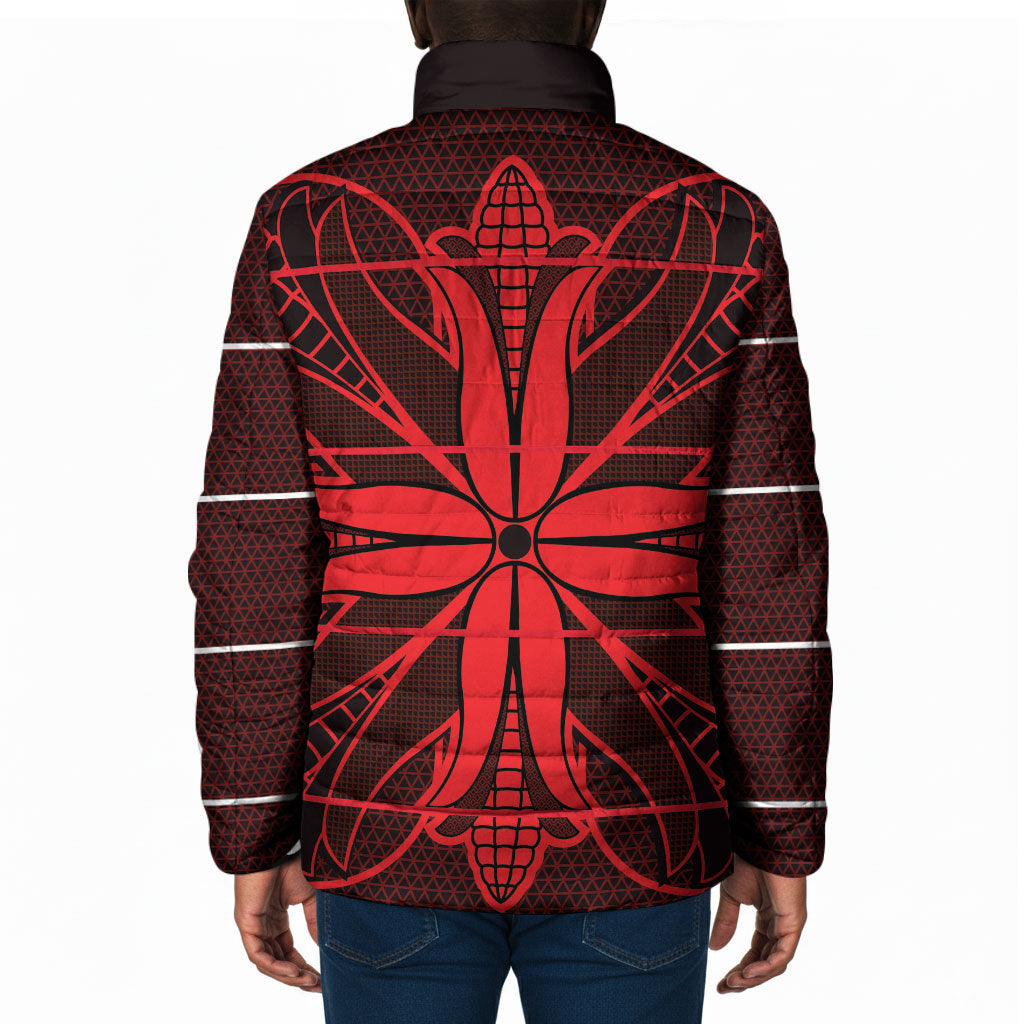 Scarlet Red Khotso Mojalefa Poone Padded Jacket Basotho Khotso Blanket Inspired