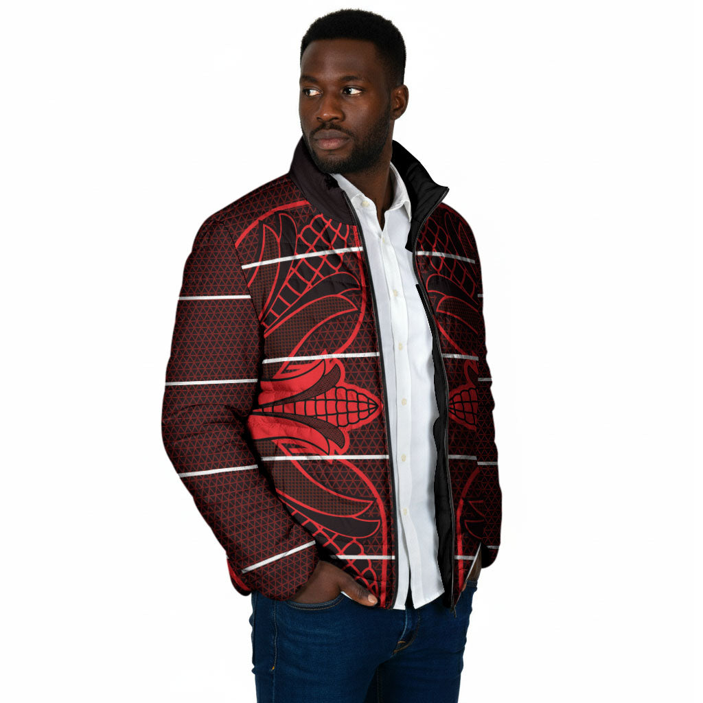 Scarlet Red Khotso Mojalefa Poone Padded Jacket Basotho Khotso Blanket Inspired
