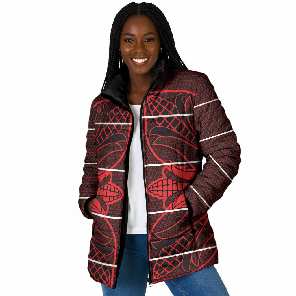 Scarlet Red Khotso Mojalefa Poone Padded Jacket Basotho Khotso Blanket Inspired