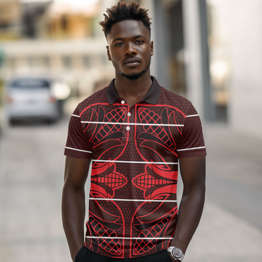 Scarlet Red Khotso Mojalefa Poone Polo Shirt Basotho Khotso Blanket Inspired
